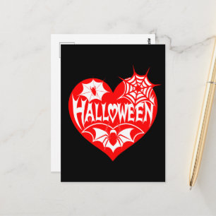 Postal Corazón de Halloween, forma de corazón rojo, web a