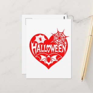 Postal Corazón de Halloween, forma de corazón rojo, web a