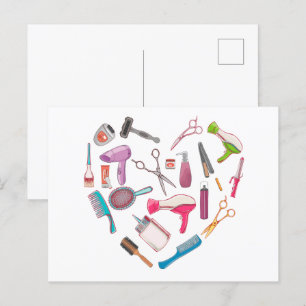 Postal Corazón de herramienta hairstylist Hairdresser