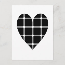 Postal Corazón de ilusión óptica en blanco y negro