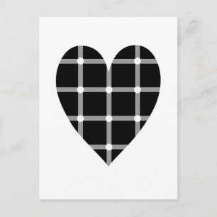 Postal Corazón de ilusión óptica en blanco y negro