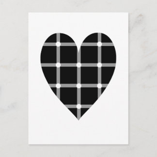 Postal Corazón de ilusión óptica en blanco y negro