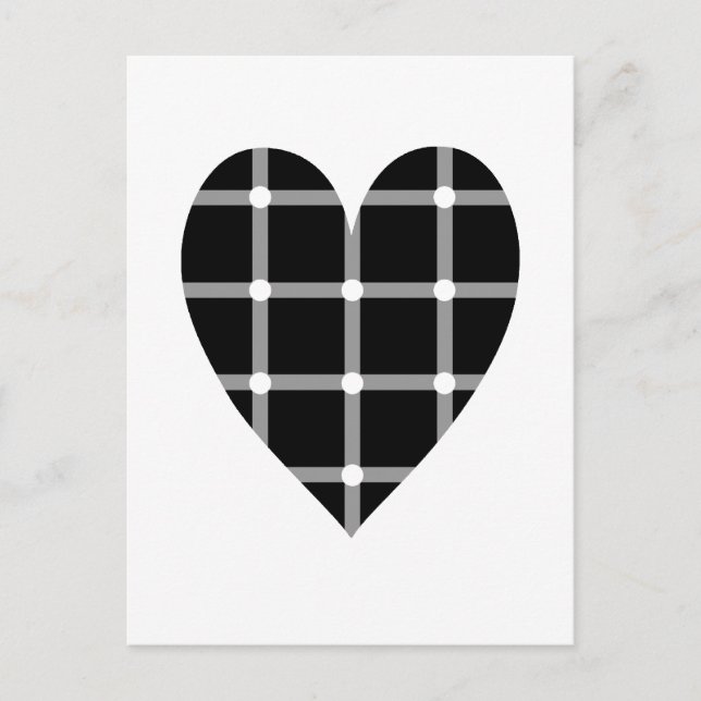 Postal Corazón de ilusión óptica en blanco y negro (Anverso)
