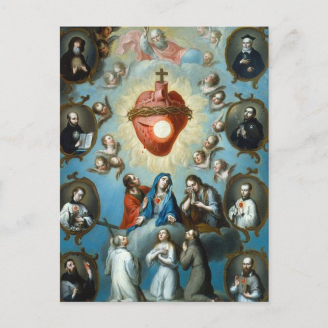 Postal Corazón de Jesús por Juan Patricio Morlete Ruiz (Anverso)
