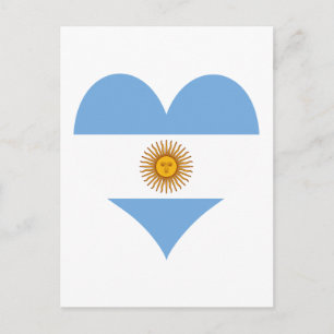 Postal Corazón de la bandera de Argentina