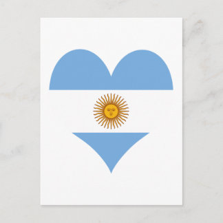 Postal Corazón de la bandera de Argentina
