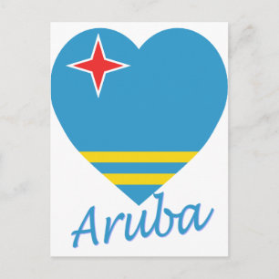 Postal Corazón de la bandera de Aruba