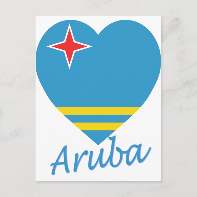Postal Corazón de la bandera de Aruba (Anverso)