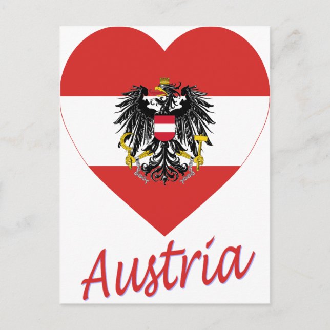 Postal Corazón de la bandera de Austria (Anverso)
