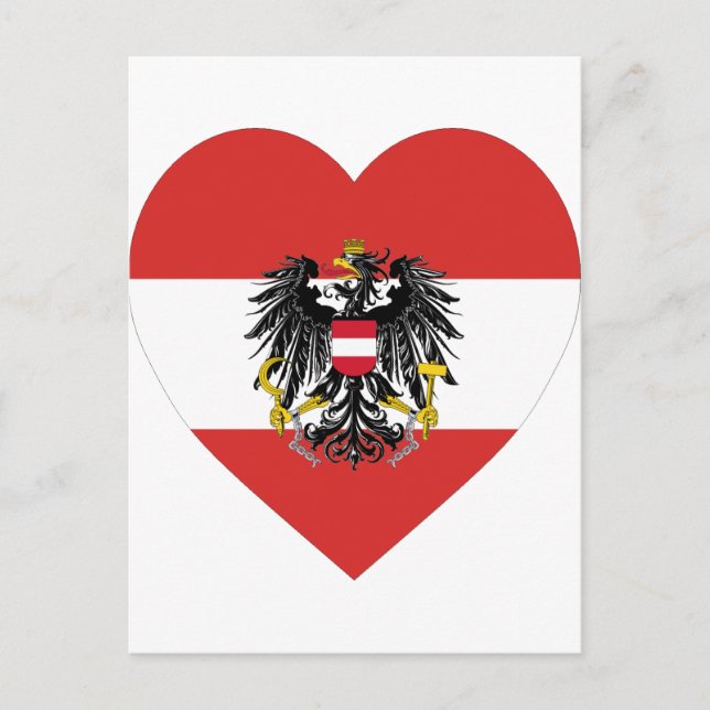 Postal Corazón de la bandera de Austria (Anverso)
