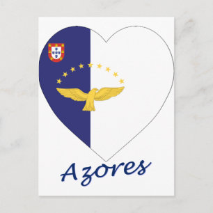 Postal Corazón de la bandera de Azores
