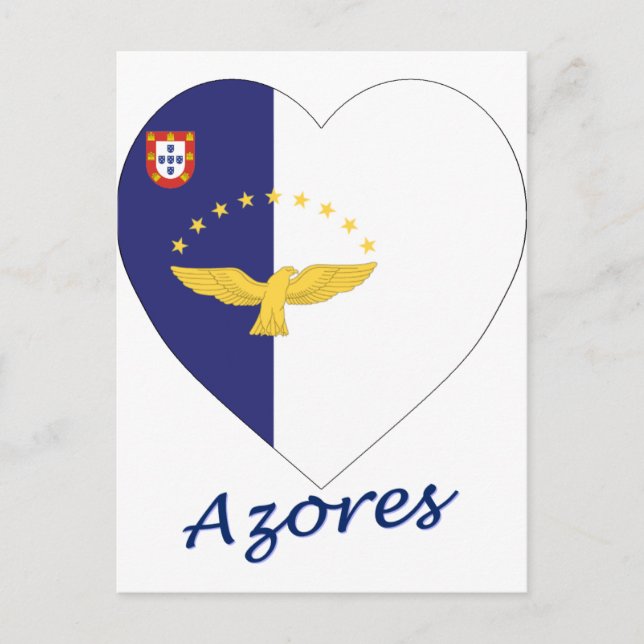 Postal Corazón de la bandera de Azores (Anverso)