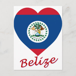 Postal Corazón de la bandera de Belice