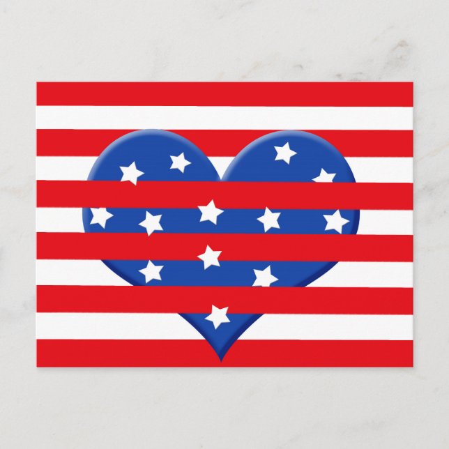 Postal Corazón de la bandera de Estados Unidos (Anverso)