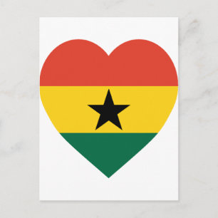 Postal Corazón de la bandera de Ghana