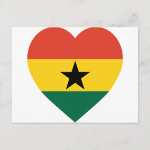 Postal Corazón de la bandera de Ghana