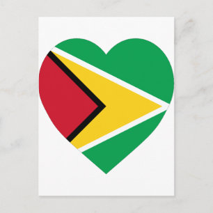 Postal Corazón de la bandera de Guyana