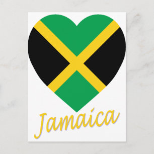 Postal Corazón de la bandera de Jamaica