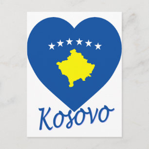 Postal Corazón de la bandera de Kosovo