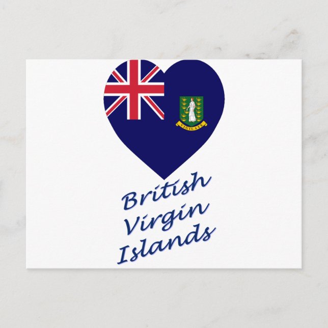 Postal Corazón de la bandera de las Islas Vírgenes Britán (Anverso)