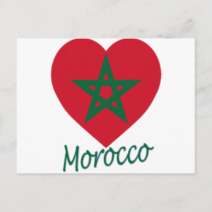 Postal Corazón de la bandera de Marruecos