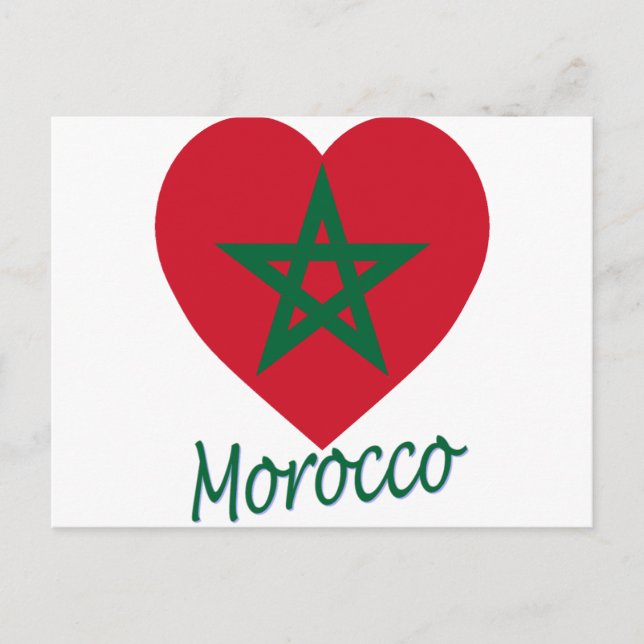 Postal Corazón de la bandera de Marruecos (Anverso)