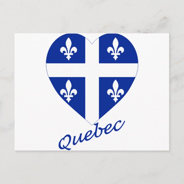 Postal Corazón de la bandera de Quebec con nombre (Anverso)