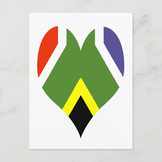 Postal Corazón de la bandera de Sudáfrica - Bokke (Anverso)