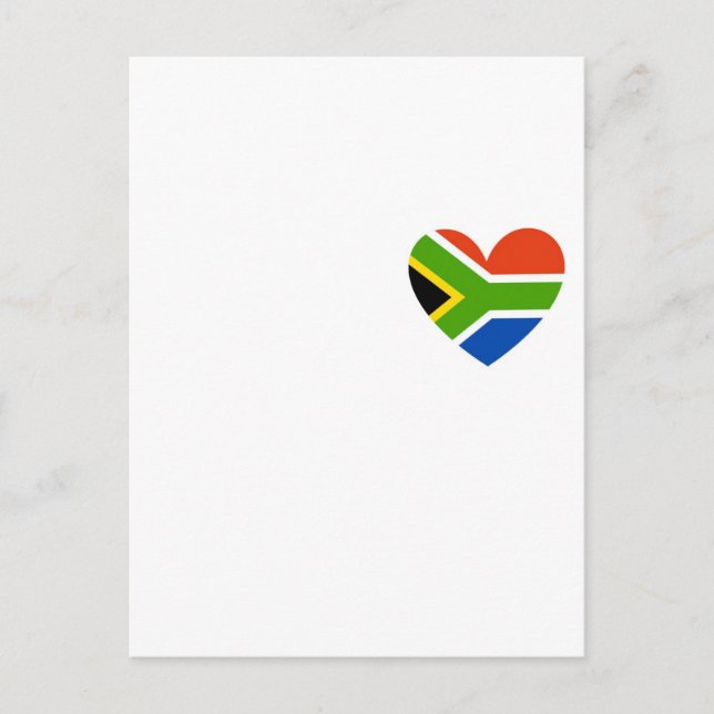 Postal corazón de la bandera de Suráfrica (Anverso)