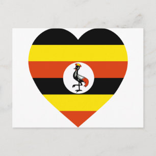 Postal Corazón de la bandera de Uganda
