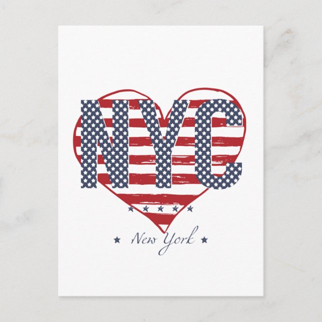 Postal Corazón de la bandera estadounidense de NYC (Anverso)