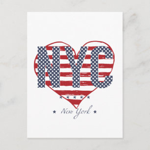 Postal Corazón de la bandera estadounidense de NYC