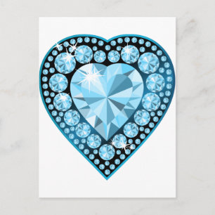 Postal Corazón de la Gema de Topaz Azul