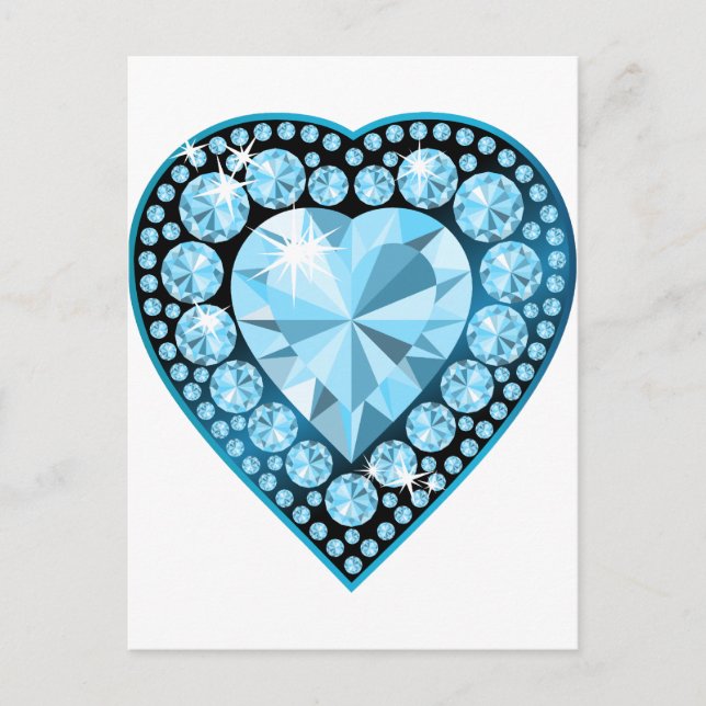 Postal Corazón de la Gema de Topaz Azul (Anverso)