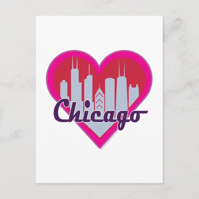 Postal Corazón de la Línea Skyline de Chicago (Anverso)