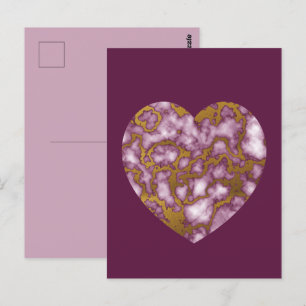 Postal Corazón de la textura rosa y oro de la pasión