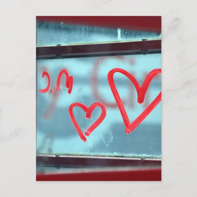 Postal Corazón de labios en la ventana (Anverso)