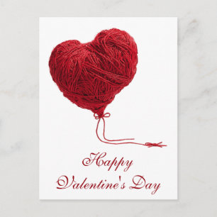 Postal Corazón de Lana Acogedor para San Valentín