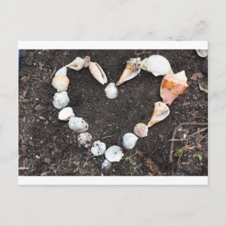 Postal corazón de las conchas marinas