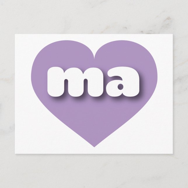 Postal Corazón de lavanda de Massachusetts - Me encantan  (Anverso)