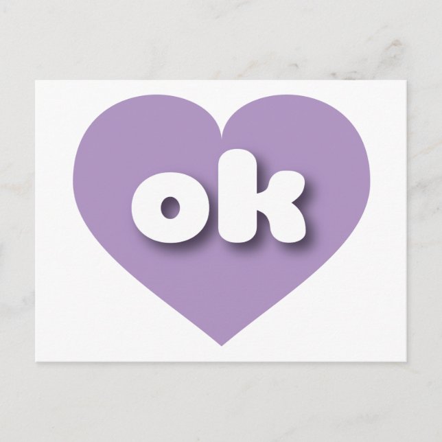 Postal Corazón de lavanda de Oklahoma - Me encanta ok (Anverso)