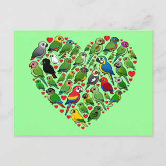 Postal Corazón de loros