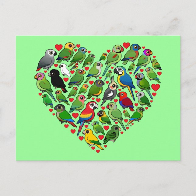 Postal Corazón de loros (Anverso)