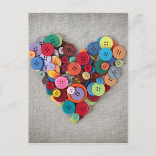 Postal Corazón de los Botones Coloridos