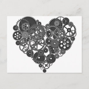Postal Corazón de los engranajes grises