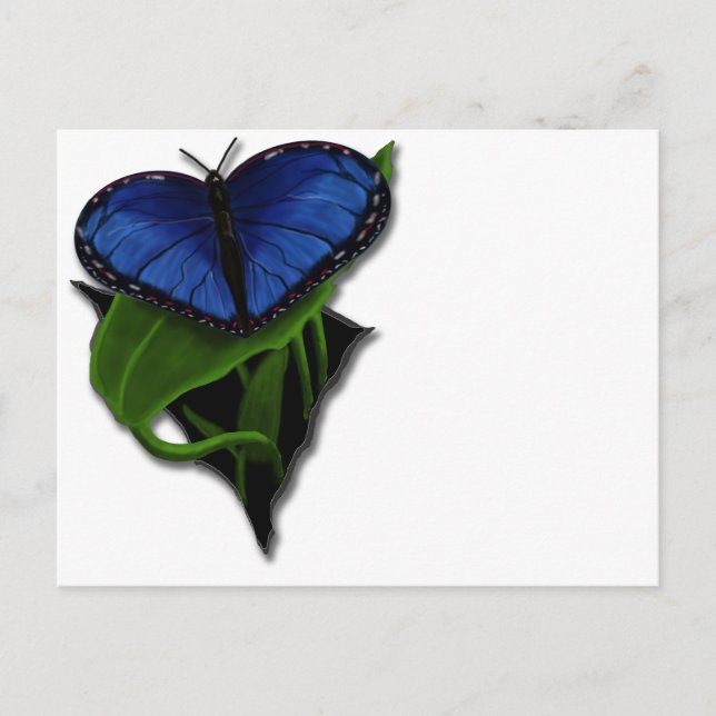 Postal Corazón de mariposa azul (Anverso)