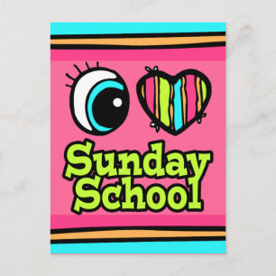 Postal Corazón de Ojo Brillante Amo la Escuela Dominical