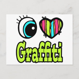 Postal Corazón de Ojo Brillante Me Encanta Grafiti