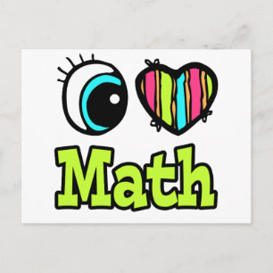 Postal Corazón de Ojo Brillante Me Encanta las Matemática
