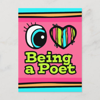 Postal Corazón de ojos brillante me encanta ser poeta